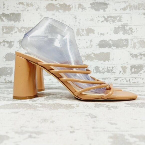 NEW Nine West Getcha 3 Heeled Brown Faux Leather Block Heel Summer Sandals D462 - Picture 5 of 14